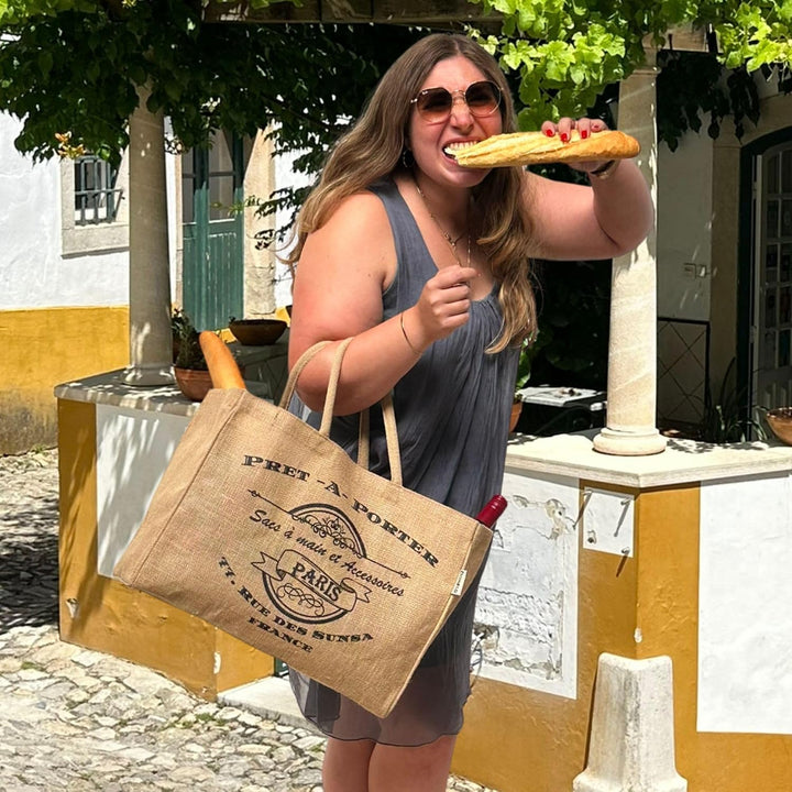 Domelo Einkaufskörbe. Bedruckte Einkaufstasche. Jute Tasche gross. Korbtasche, wasserabweisenden Str