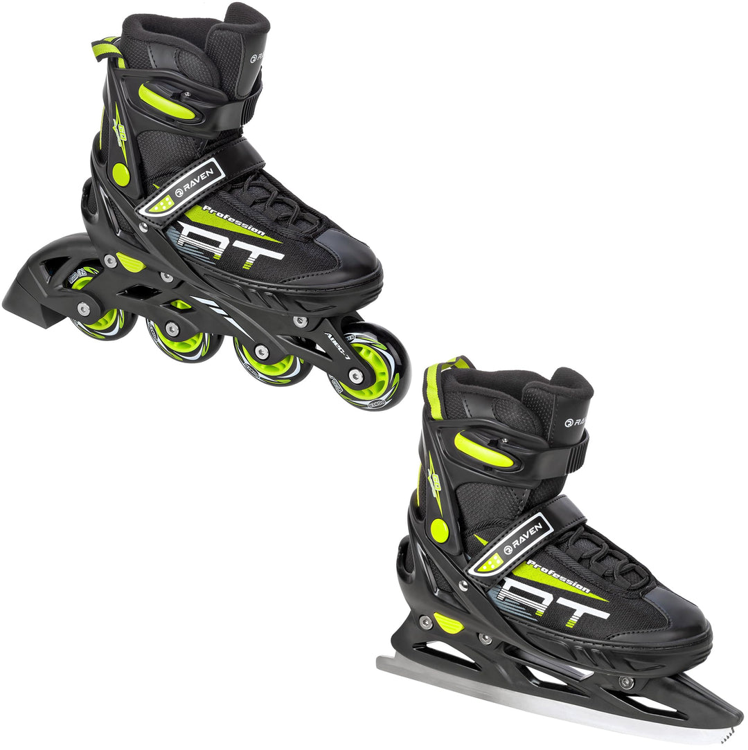 RAVEN Profession 2in1 Schlittschuhe Inlineskates Inliner für Kinder und Erwachsene verstellbar 31-35