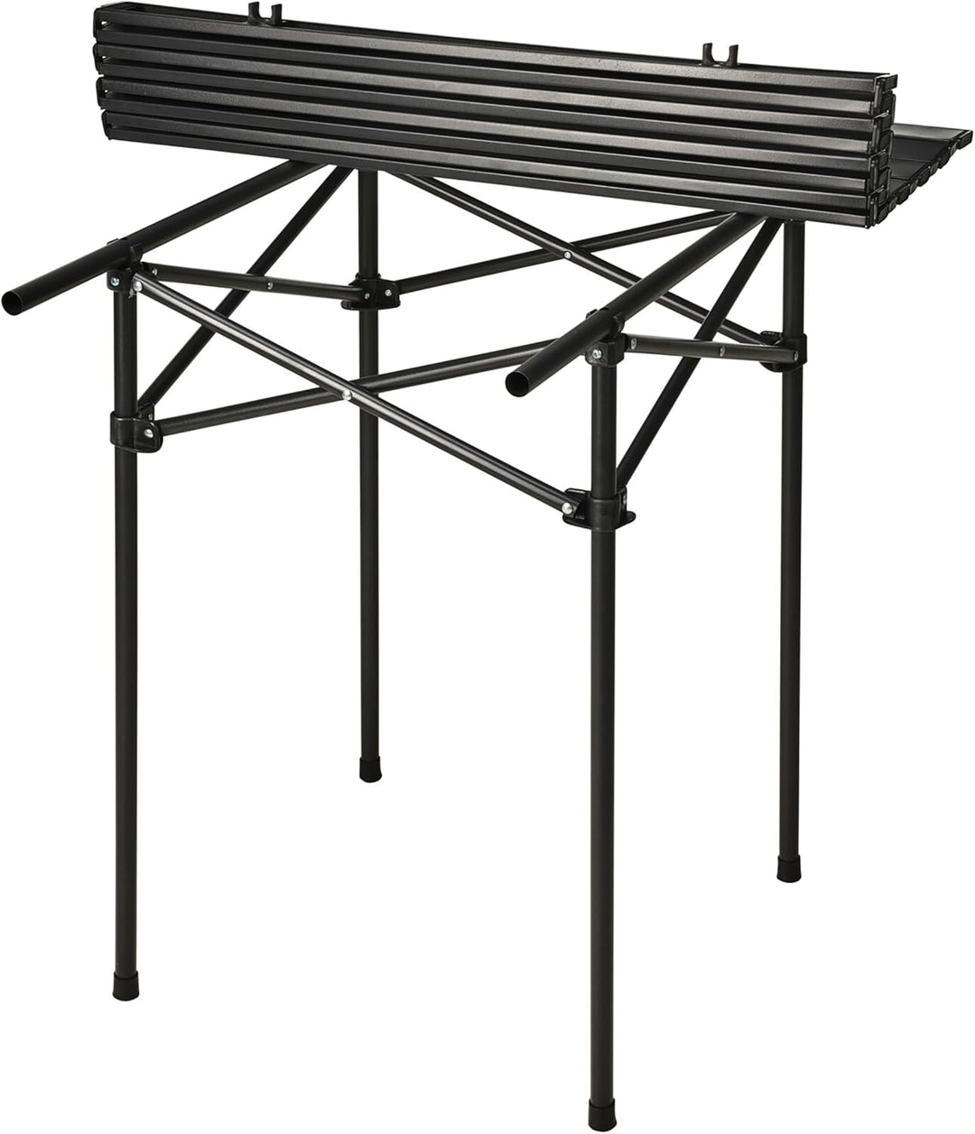 Camping Klapptisch schwarz mit Tragetasche - 70 x 70 cm - Universal Gartentisch mit einrollbarer Tis