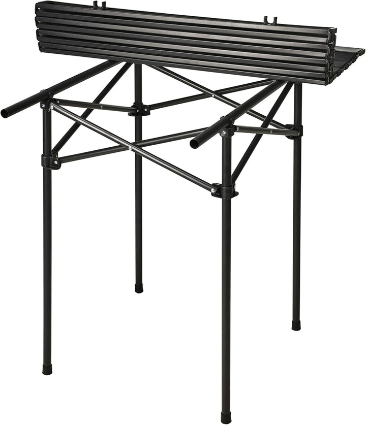 Camping Klapptisch schwarz mit Tragetasche - 70 x 70 cm - Universal Gartentisch mit einrollbarer Tis