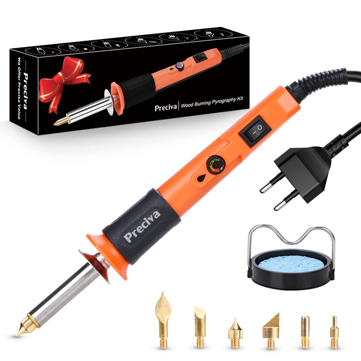 Preciva Brandmalerei Lötkolben Set, Preciva Brandmalerei Brandmalkolben Set mit 6 Brennspitzen Tempe