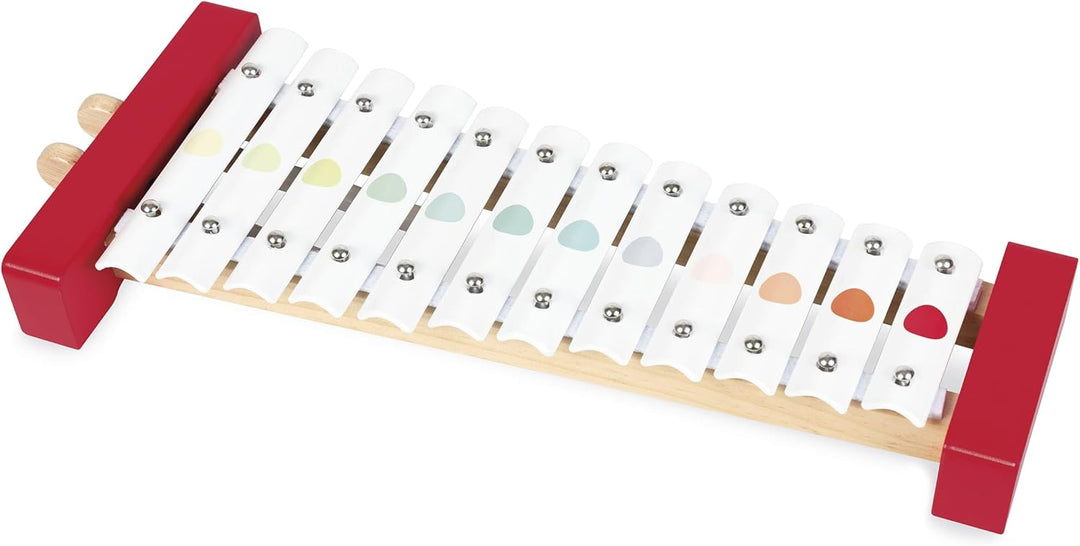Janod - Confetti Holz- und Metall-Xylofon, Kinder-Musikinstrument, Spielzeugnachbildung und Spielzeu