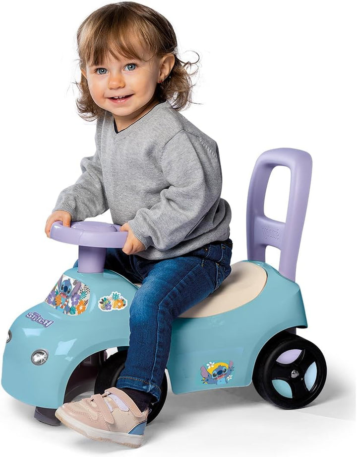 Smoby – Stitch Rutschauto – Fahrzeug & Lauflernhilfe in einem – mit Lenkrad & Geheimfach – für Kinde
