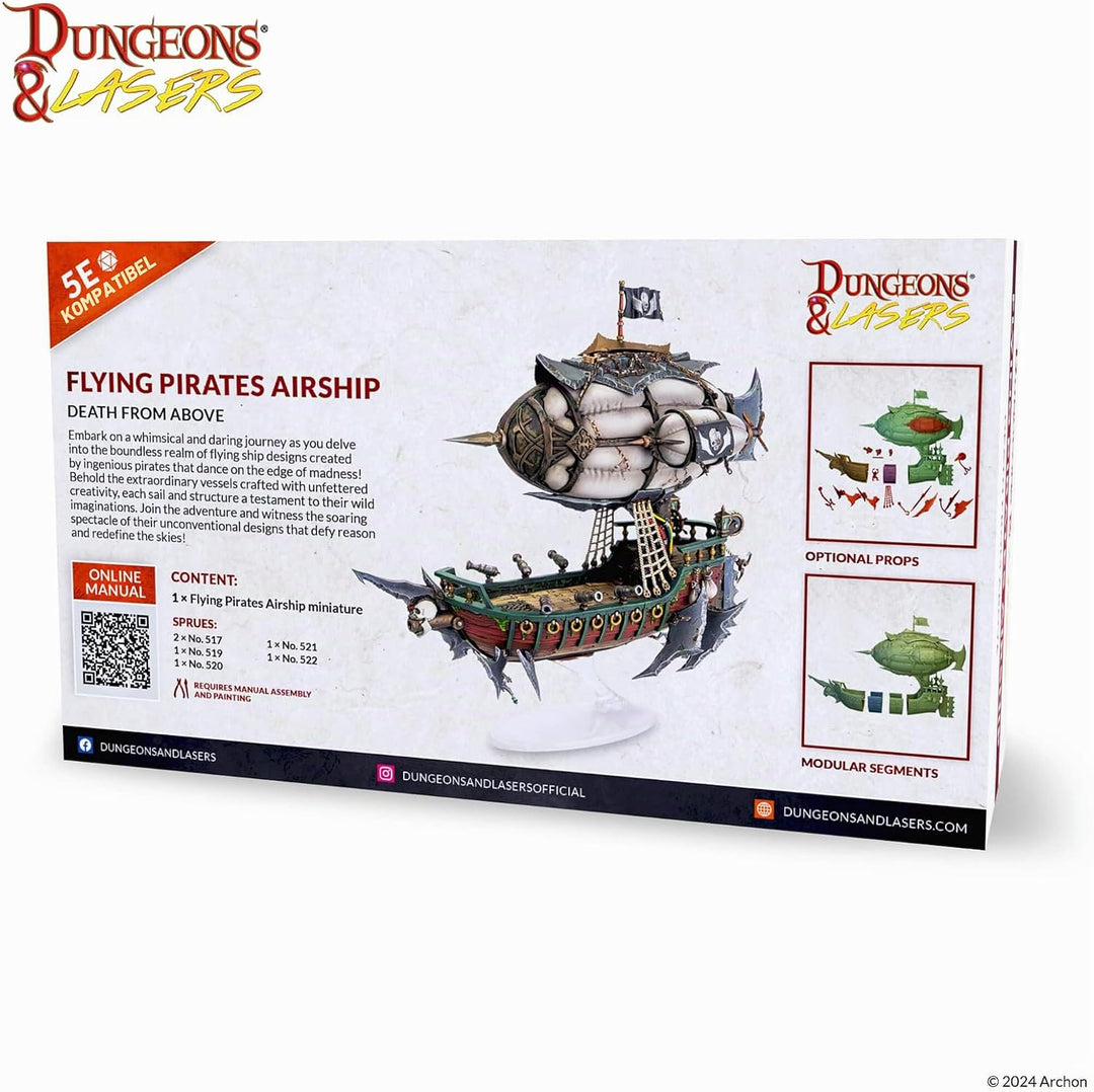Dungeons &amp; Lasers Deuslair Flying Pirates Luftschiff Miniatur – für DND- und 5E-kompatible RPG-Spiel