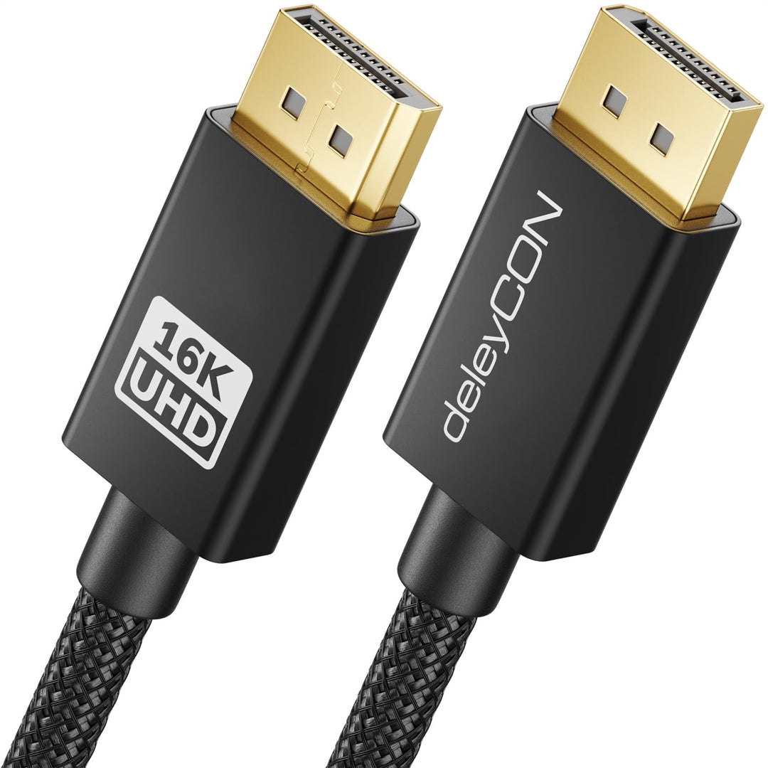 deleyCON 2m 16K 8K UHD DisplayPort Kabel 2.1 80Gbit/s HDR | 4K@480Hz+, 5K@360Hz, 8K@240Hz, 16K@60Hz,