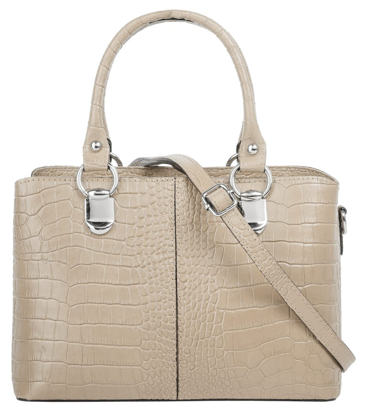 Cluty Umhängetasche echt Leder Damen | Made in Italy, Kroko-Optik Handtasche, Damen Schultertasche,