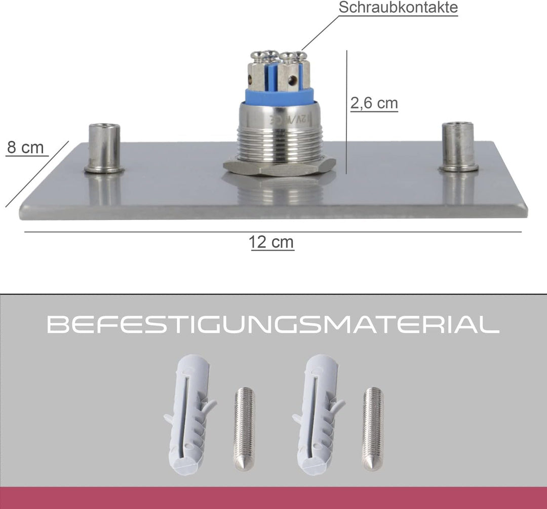 Jung-Edelstahl-Design V2A Edelstahl Türklingel London1 Motiv Rose. Klingelschild mit Gravur 12x8 cm.