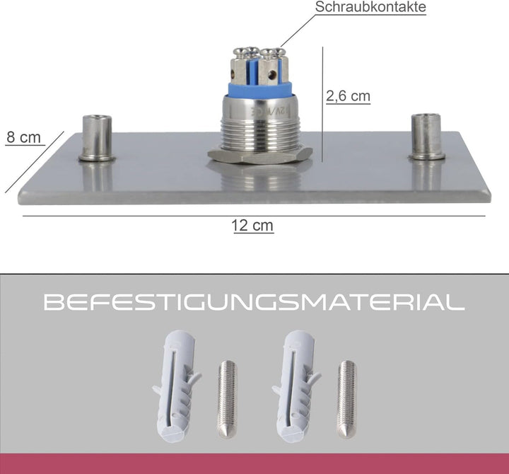 Jung-Edelstahl-Design V2A Edelstahl Türklingel London1 Motiv Rose. Klingelschild mit Gravur 12x8 cm.
