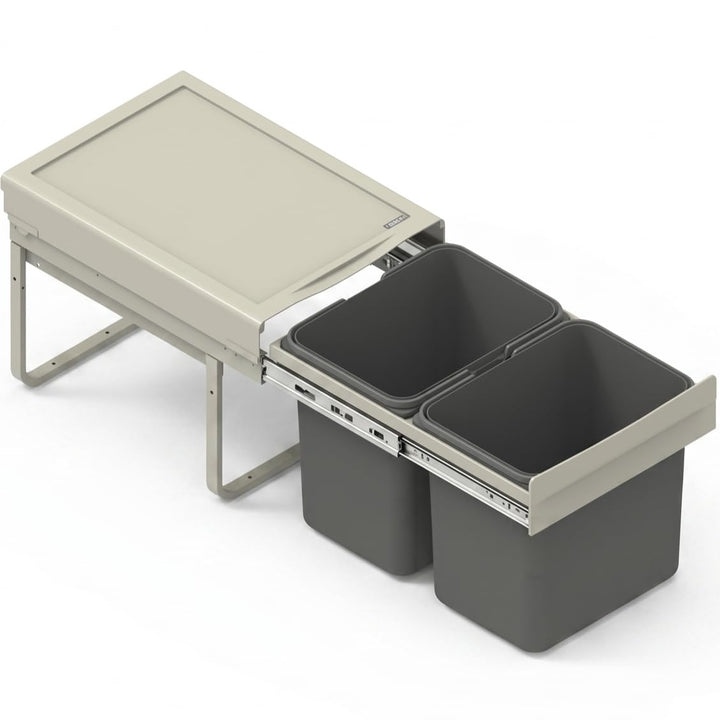 FurniFit Einbau-Mülleimer für 40 cm Schrank 2-fach Abfallsystem mit Deckel Soft-Close & Vollauszug 2