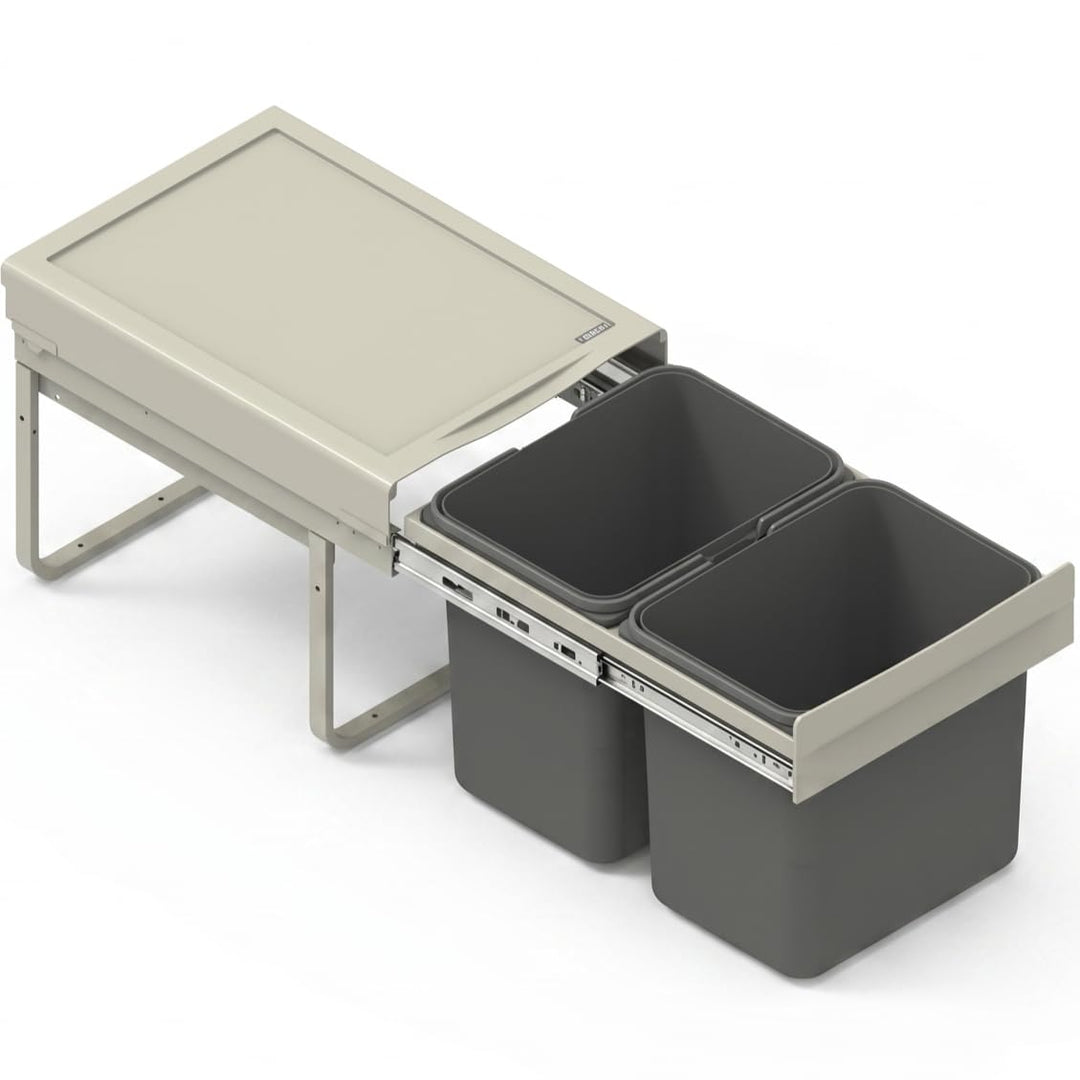 REJS Einbau-Mülleimer für 40 cm Schrank 2-fach Abfallsystem mit Deckel Soft-Close & Vollauszug 2 x 1