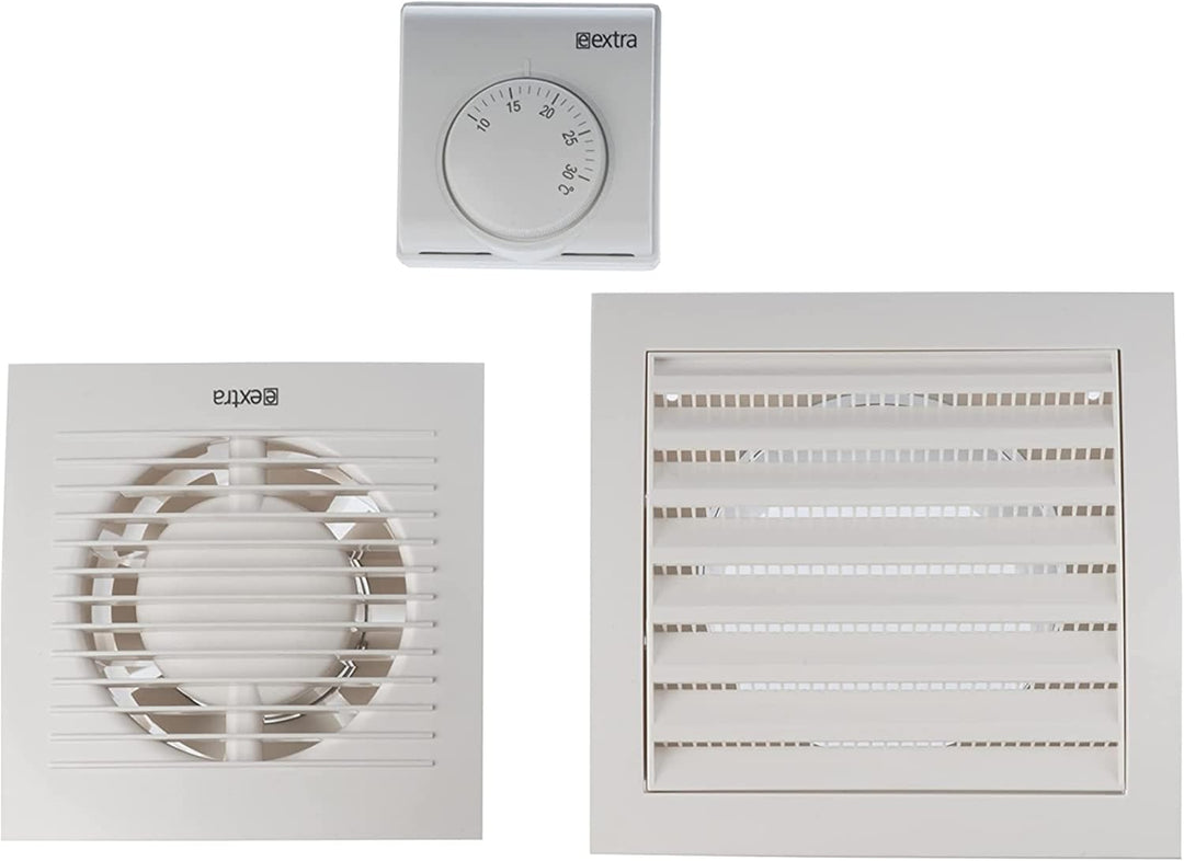 Ø 125mm Wärmeverteiler mit Thermostat - Weiss Lüfter - Ventilator Wärmetauscher, Ø 125mm