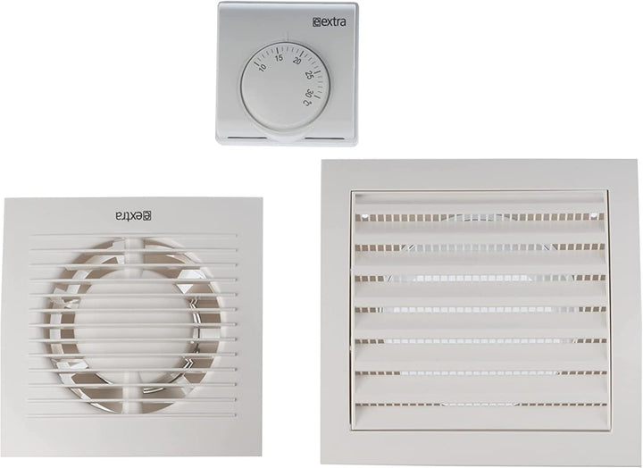 Ø 125mm Wärmeverteiler mit Thermostat - Weiss Lüfter - Ventilator Wärmetauscher, Ø 125mm