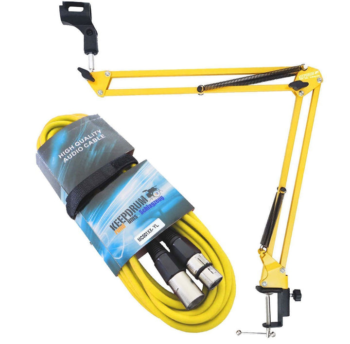 keepdrum NB35 YW Gelb Gelenkarm-Stativ + Mikrofonkabel 6m Gelb