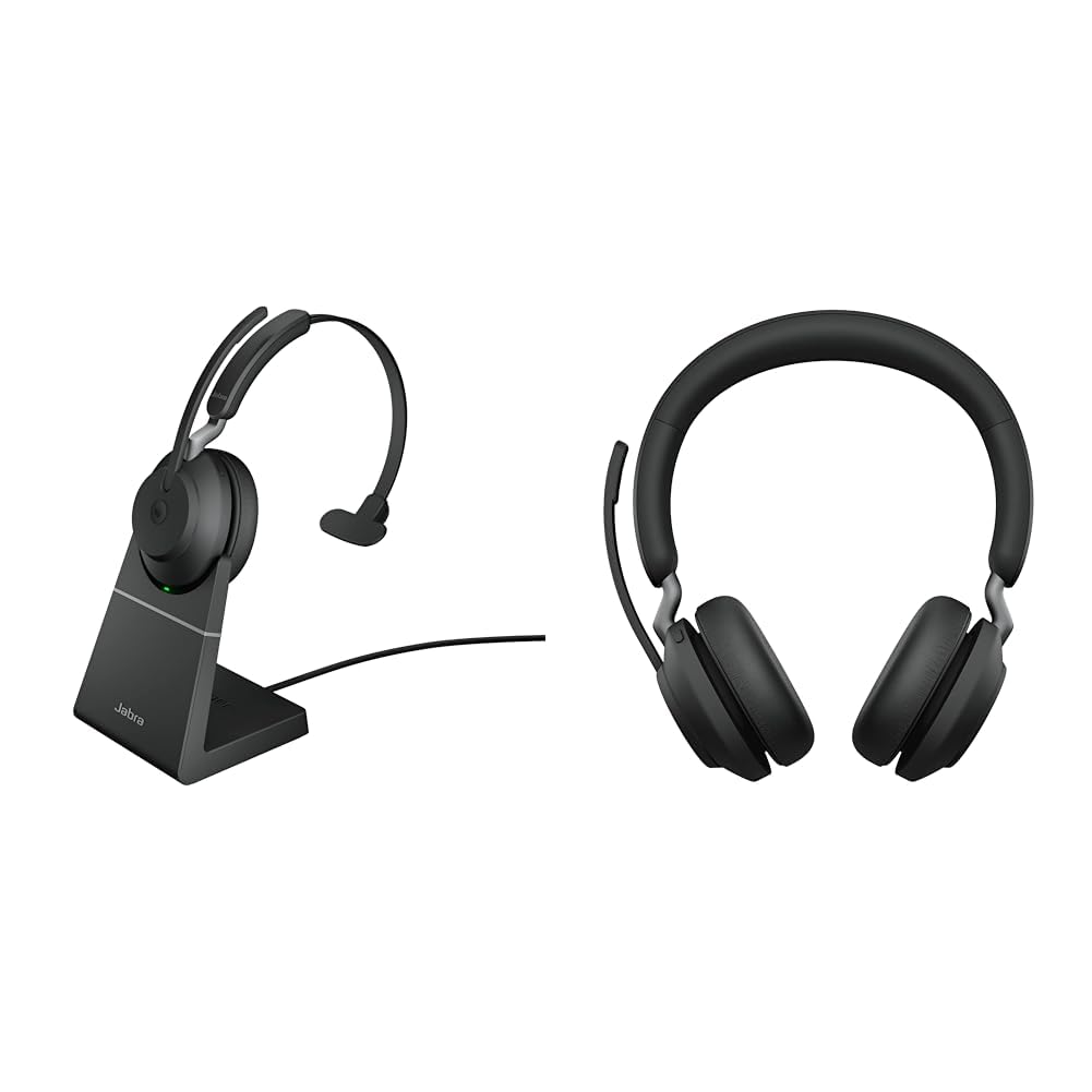 Jabra Evolve2 65 Wireless PC Headset with Charging Stand & Evolve2 65 Wireless PC Headset