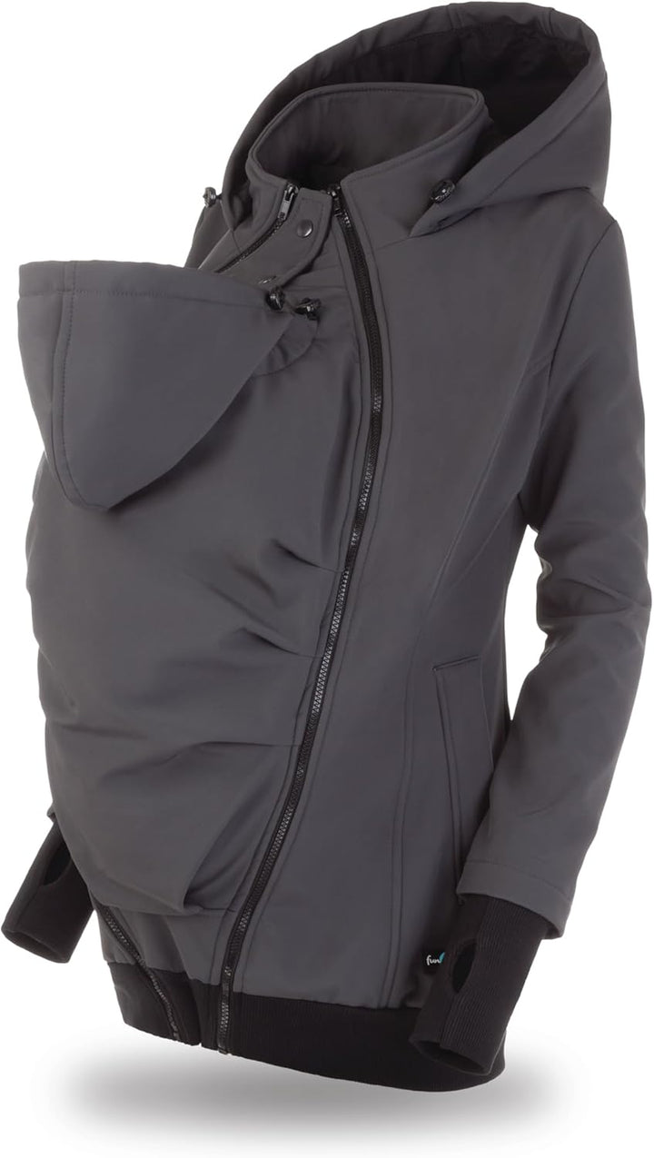 fun2bemum EVEREST 6in1 BACK/FRONT Softshell Jacke, Tragejacke, Babytragejacke,Schwangerschaftsjacke