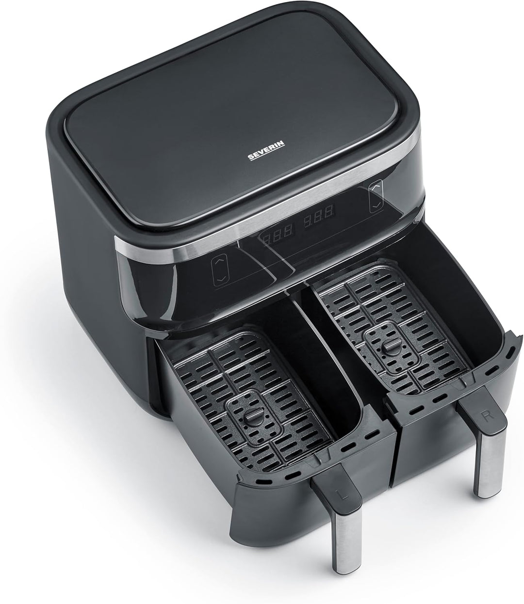 SEVERIN Doppel Heissluftfritteuse mit 2 x 3,8 L Garraum, XXL Heissluftfritteuse für gesundes Kochen,