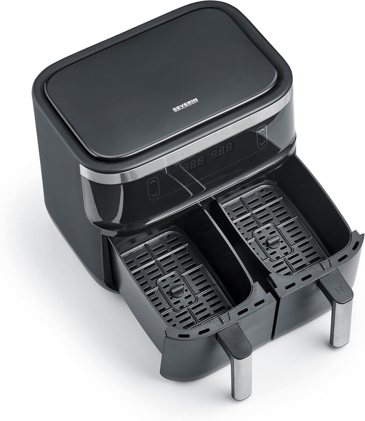 SEVERIN Doppel Heissluftfritteuse mit 2 x 3,8 L Garraum, XXL Heissluftfritteuse für gesundes Kochen,