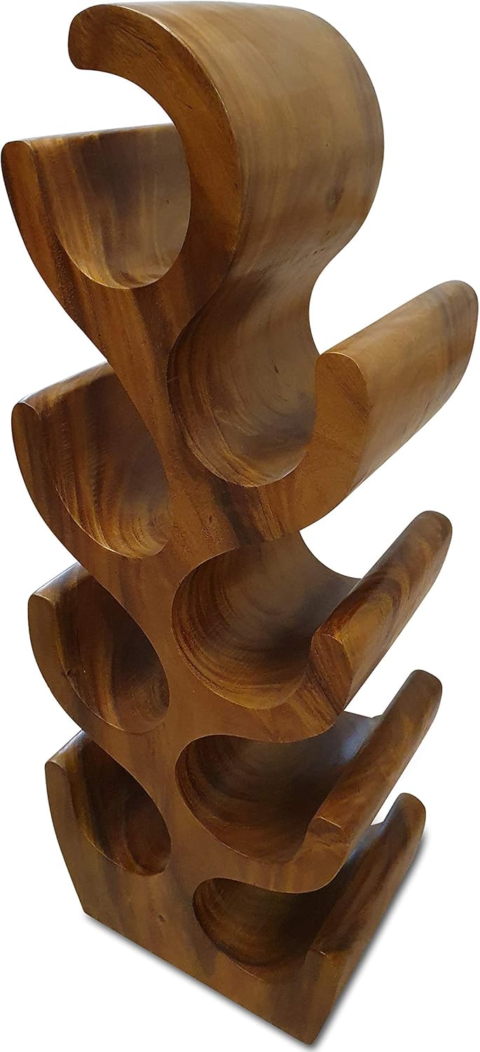 Kinaree Massivholz Weinregal für 8 Flaschen - 70cm freistehendes Flaschenregal in Baum Form aus eine