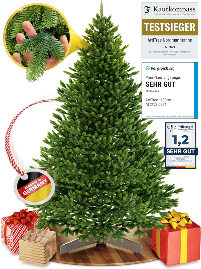 Weihnachtsbaum künstlich [100% Spritzguss] - Naturgetreuer Tannenbaum mit Stabiler Spitze | Premium