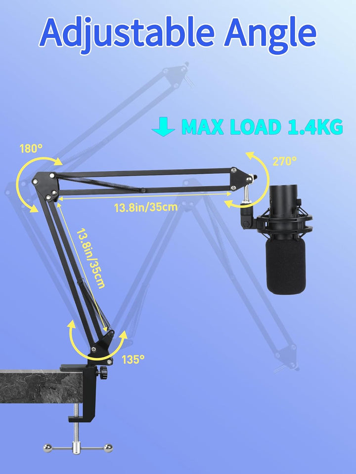 QuadCast 2 Mikrofonarm mit Popschutz - Professioneller Boom Arm mit Schaumstoff-Pop-Filter, Kompatib