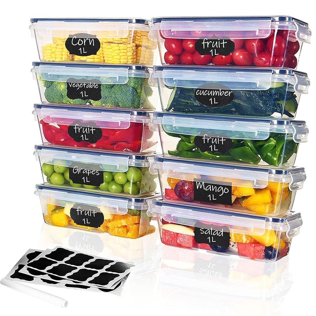 Ordeluxe 10er Set 1L Frischhaltedosen Mit Deckel Luftdicht, BPA-frei, Stapelbare Gefrierdosen &amp; Meal