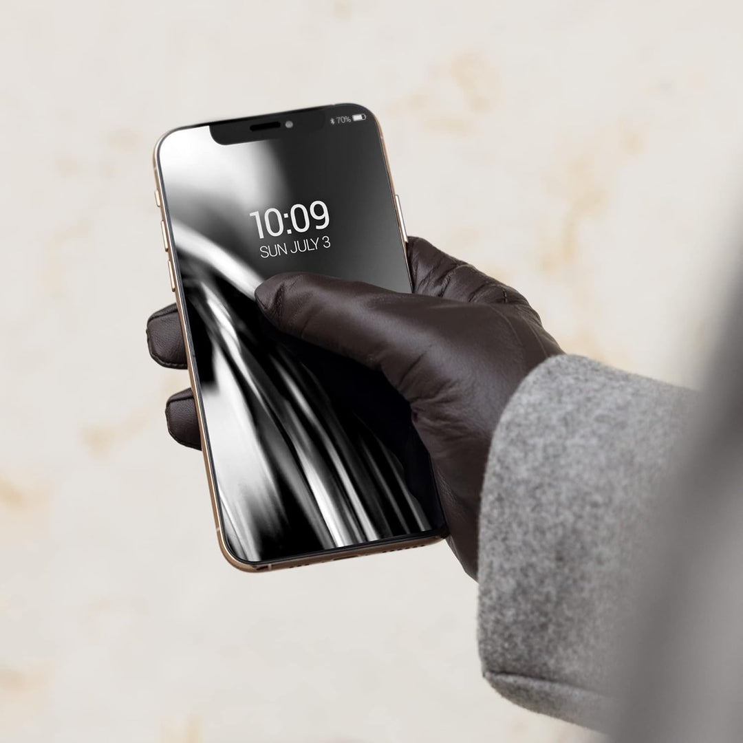 Navaris Touchscreen Nappa Lederhandschuhe für Damen - Leder Handschuhe aus Lammleder mit Kaschmir Mi