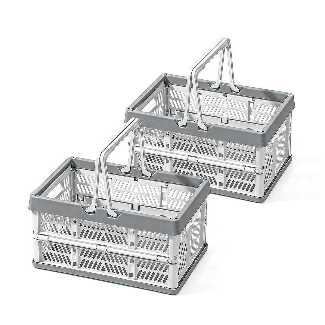 Klappkorb Faltbar, 2er Set Klappbox Klein mit Henkel 10 L Grau, Multifunktionaler Aufbewahrungskorb