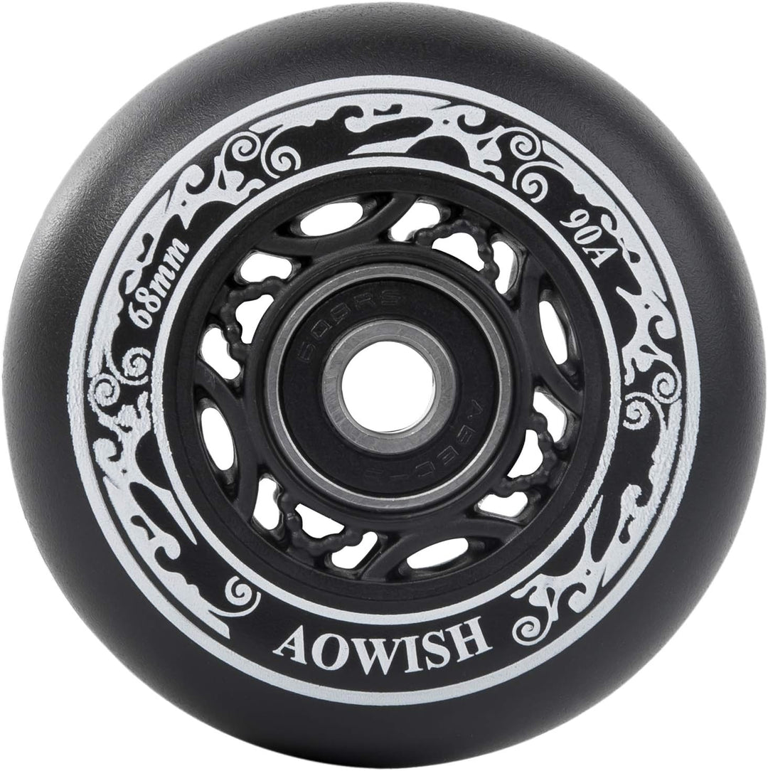 AOWISH Inline-Skate-Rollen 85A (8 Stück) Kinder Einsteiger Roller Ersatzrad Schwarz, schwarz