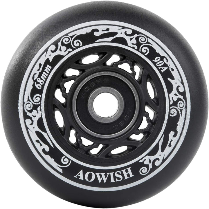 AOWISH Inline-Skate-Rollen 85A (8 Stück) Kinder Einsteiger Roller Ersatzrad Schwarz, schwarz