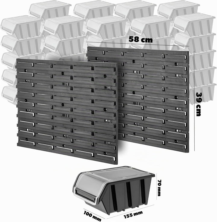 KADAX Werkstattwandregal, 58x78cm Lagersystem aus robustem Kunststoff, UV-Resistentes Werkstattregal