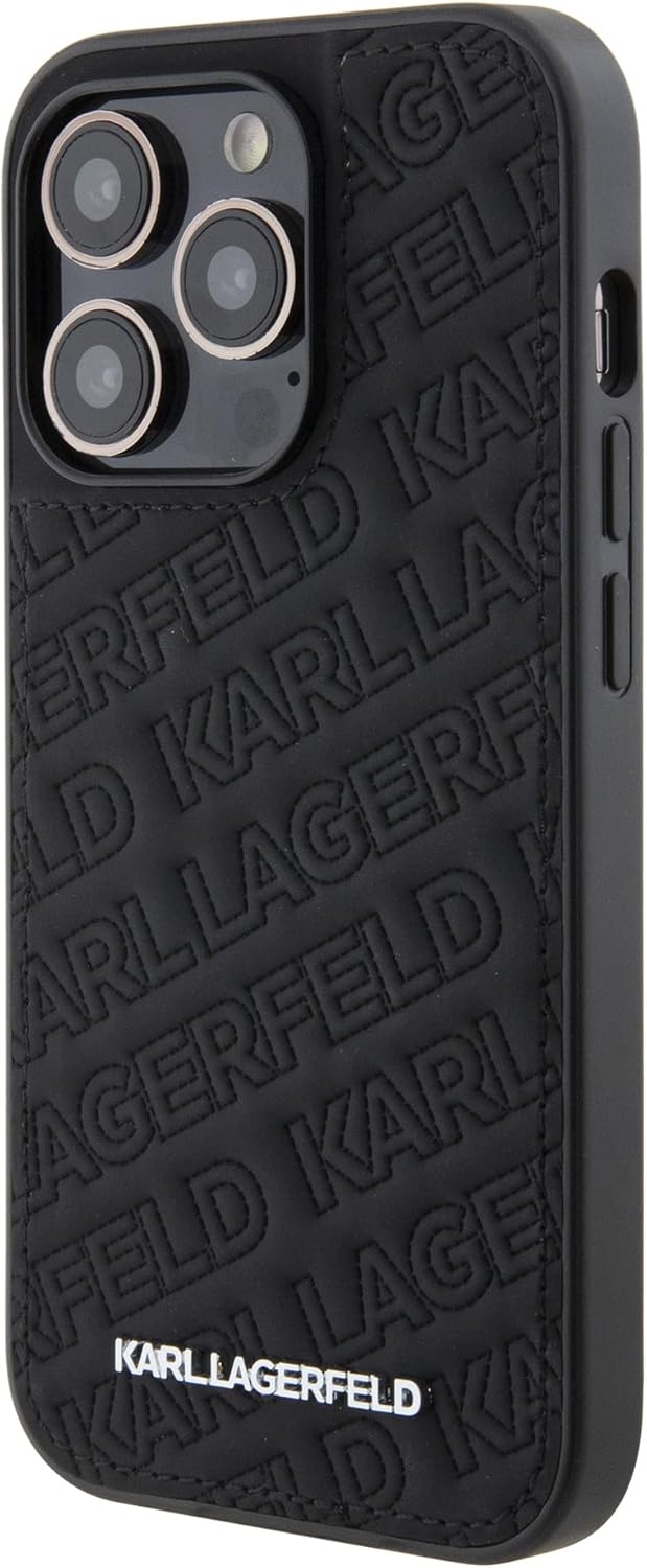 Karl Lagerfeld Gestepptes Karl Muster Hartschale für iPhone 15 Pro (Schwarz), Schwarz