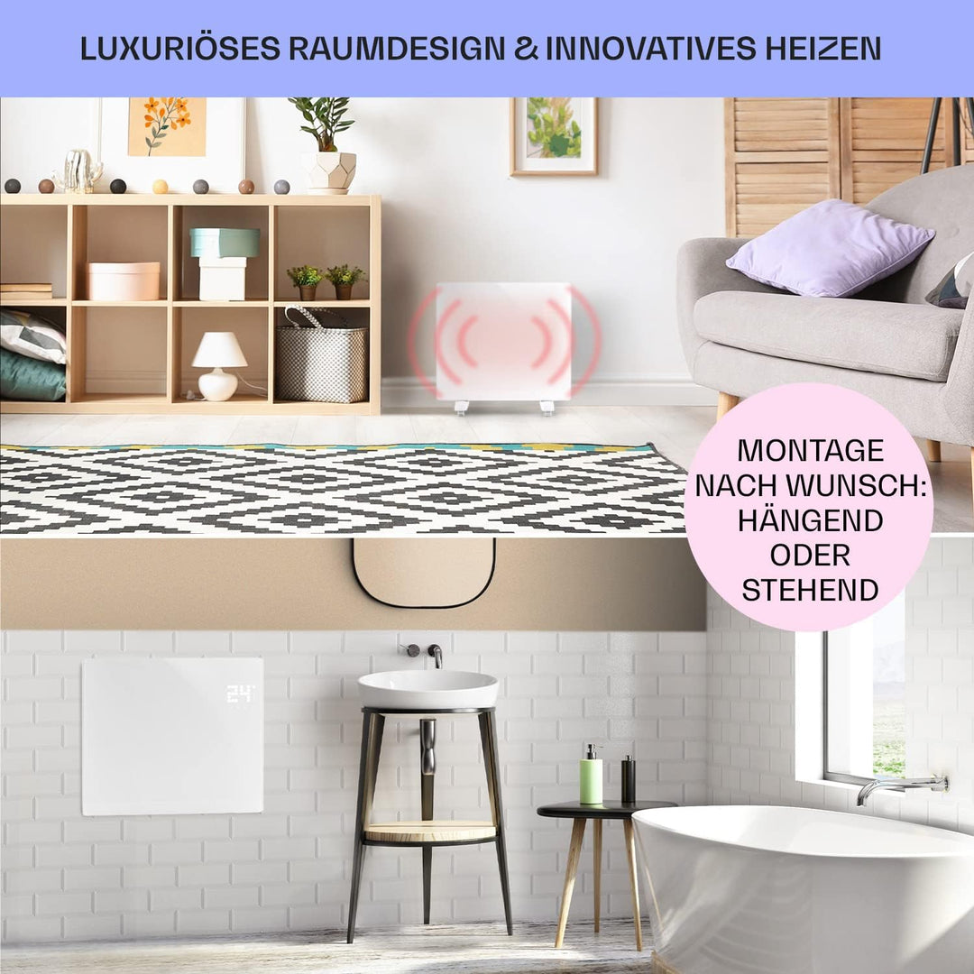 Klarstein Elektroheizung, Konvektor-Heizung mit Bodenrollen, Mobile Elektroheizung Energiesparend, L