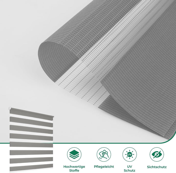 Allesin Doppelrollo schnurlos Klemmfix ohne Bohren Duo Rollos für Fenster, 85x120cm (Stoffbreite 85
