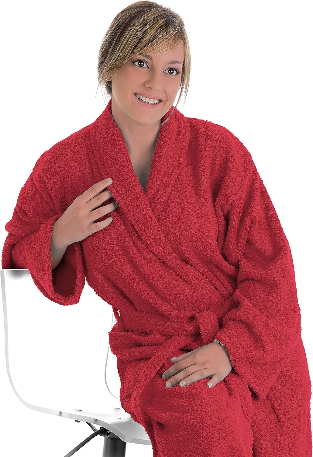 Bademantel für Damen, Herren, Unisex, Frottee 100% Baumwolle 400 gr, Flauschig, Kuschelig, Bunt, Lei