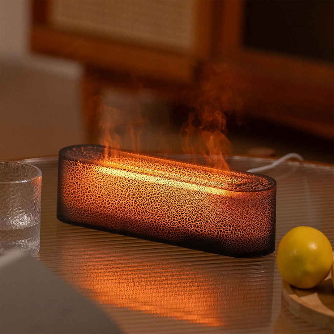 Air Diffuser, 7-Farben-Flammen-Desktop-Luftbefeuchter Mit 3-Gang-Timing Und Automatischer Abschaltfu