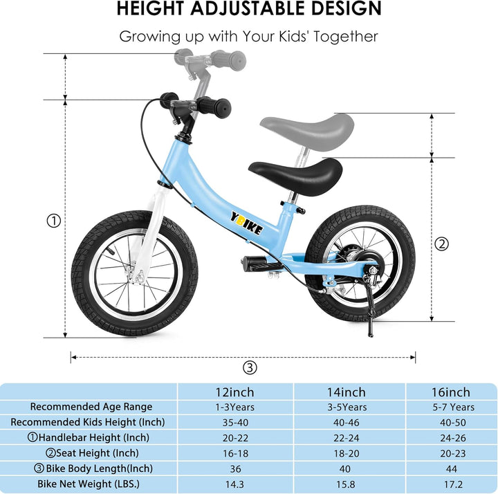 YBIKE 2 in 1 Laufrad, Kinderlaufrad und Kinderfahrrad Dual-Use-Funktion, geeignet für Kinder im Alte
