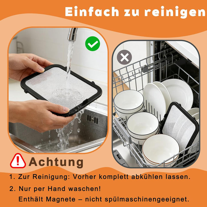 Edelstahl Spritzschutz für Ninja Foodi Max Dual Zone HeissLuftfritteuse AF400EU & AF451EU, 2 Stück M