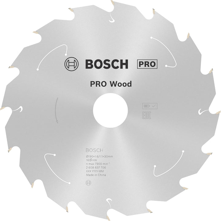 Bosch Professional 1x Kreissägeblatt Standard for Wood (Holz, Sägeblatt Ø 190 x 30 x 1,6 mm, 16 Zähn