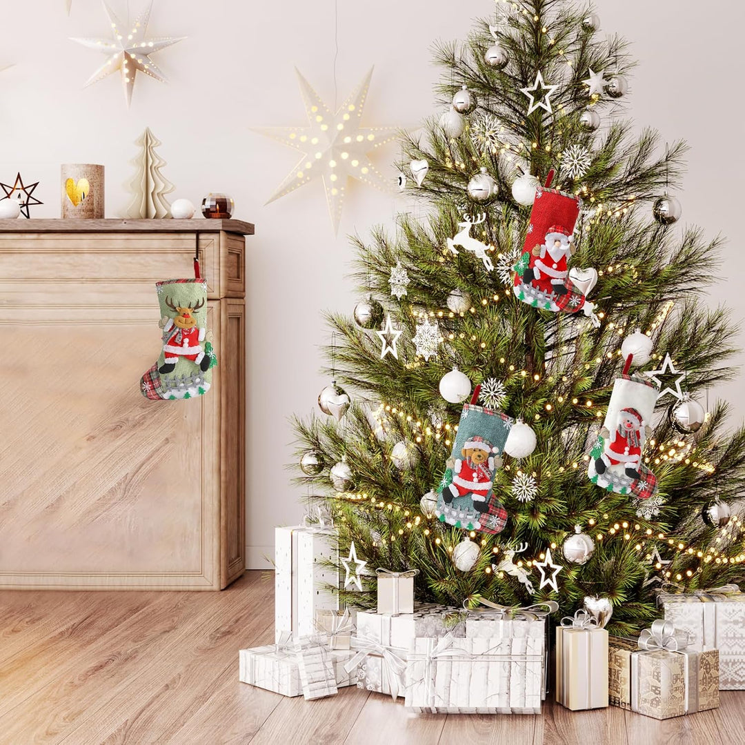 Nikolausstrumpf, Weihnachtsstrumpf 4er Set, Nikolausstiefel zum Befüllen, Weihnachtssocken Kamin zum