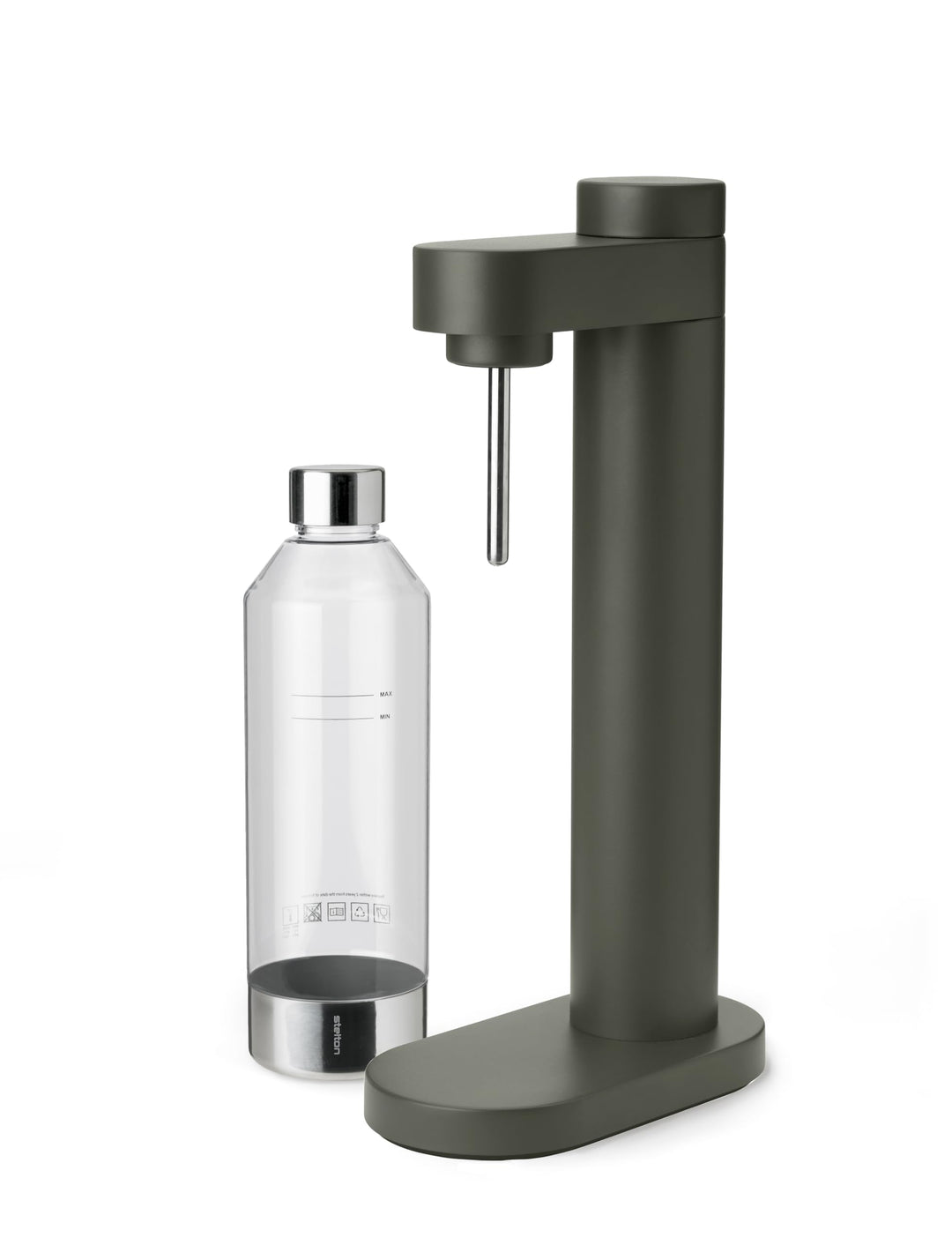 Stelton Brus Wassersprudler mit Flasche, Premium Carbonator für Wasser mit CO2 - Einstellbare Sprude