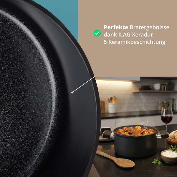 KHG Aluminium Kochtopf 20 cm mit Glasdeckel - ILAG Xeradur 5 Antihaftbeschichtung, Soft-Touch-Griffe