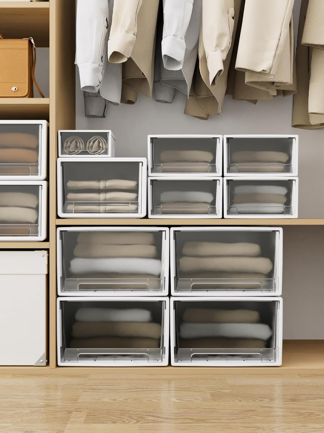 Cetomo 5L*3 Schubladenschrank, Schubladencontainer, 3 Schubladen mit 5 L, durchsichtige Schubladen,