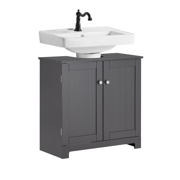 SoBuy BZR18-II-DG Waschbeckenunterschrank Badschrank Waschtisch Unterschrank Badmöbel Dunkelgrau BHT