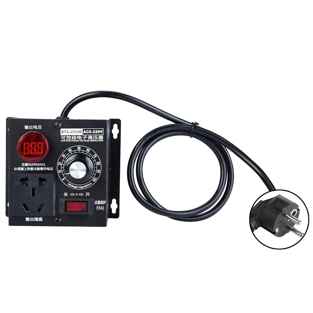 Spannungsregler, AC 220V 4000W SCR Elektrischer Spannungsregler Motor Lüfter Drehzahlregler Dimmer(E