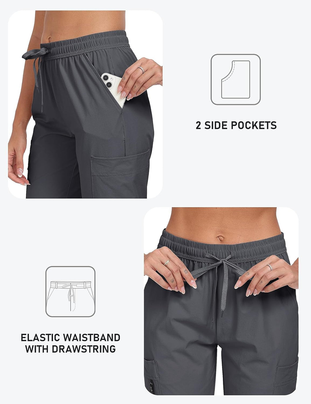 MoFiz Damen Cargohose Leichte Wanderhose Atmungsaktiv Trekkinghose Workout Casual Outdoorhose L Dunk