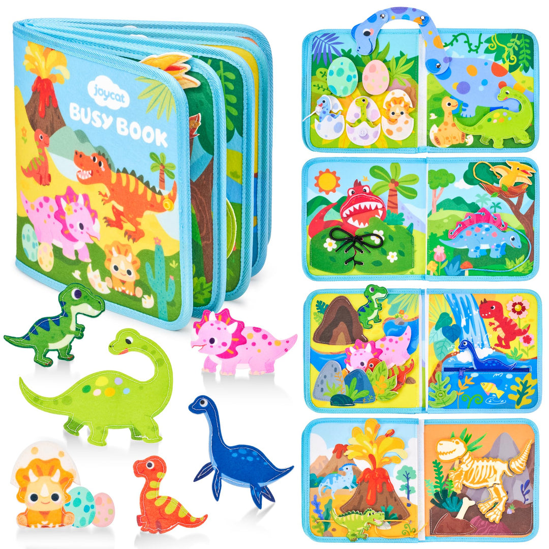 JoyCat Montessori Spielzeug ab 1 Jahr - Dinosaurier Quiet Book Busy Board für Unterwegs, Busy Book f