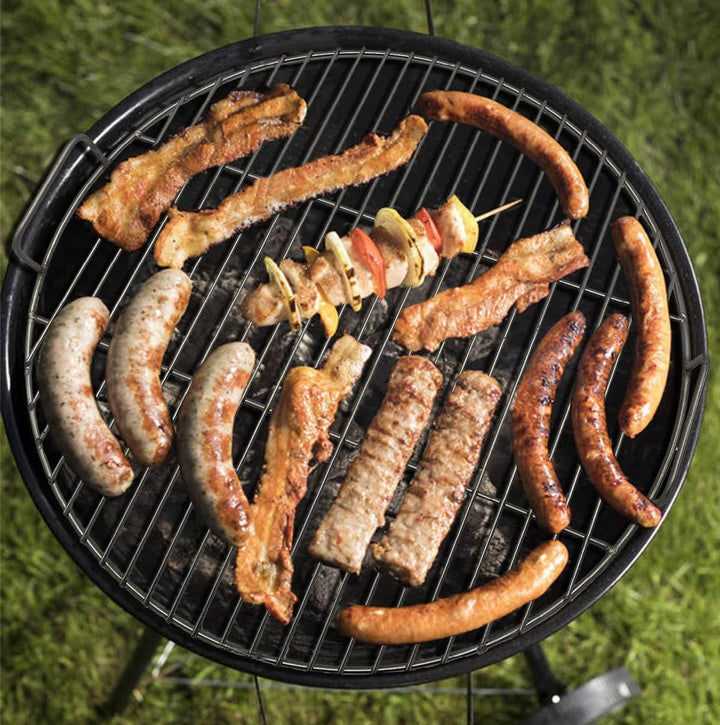 Runde 304 Edelstahl Grillroste mit Grillzange, 44.5 cm Durchmesser, passend für Weber 47cm Kugelgril