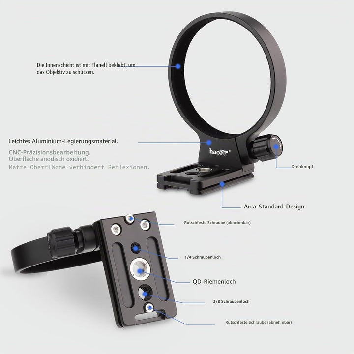 Haoge LMR-SM140 Objektivstativfuss für Sigma 100–400 mm f/5–6,3 DG OS HSM Zeitgenössisches Objektiv