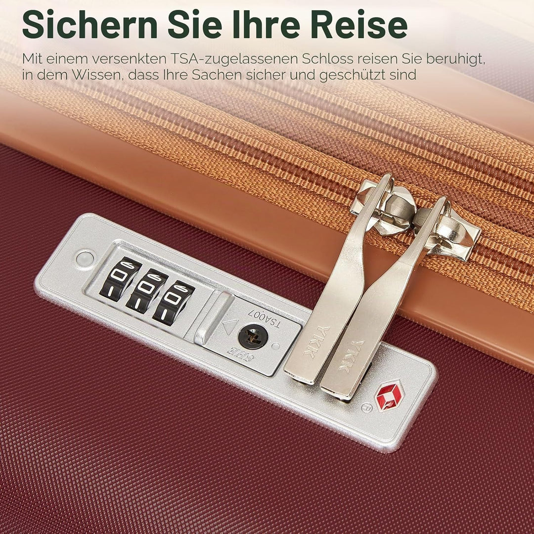 KONO Handgepäck Koffer Trolley Koffer Reisekoffer leicht aus ABS+PC mit 4 Rollen Hartschalenkoffer T