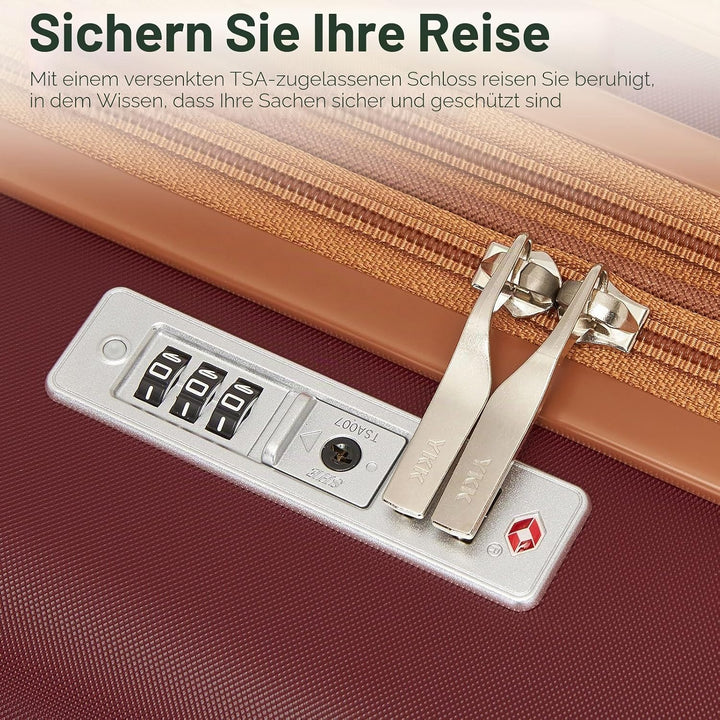 KONO Handgepäck Koffer Trolley Koffer Reisekoffer leicht aus ABS+PC mit 4 Rollen Hartschalenkoffer T